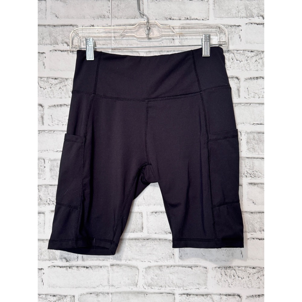 Baleaf Black High Waisted Biker Shorts with‎ Pockets Womens Medium 8 Inseam